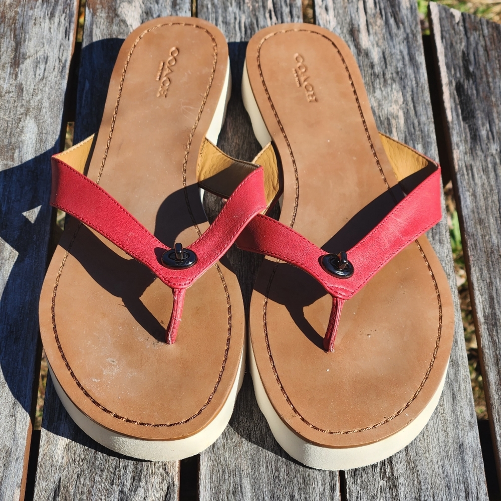 Coach Shelly Leather Flip Flops Sandals 11
